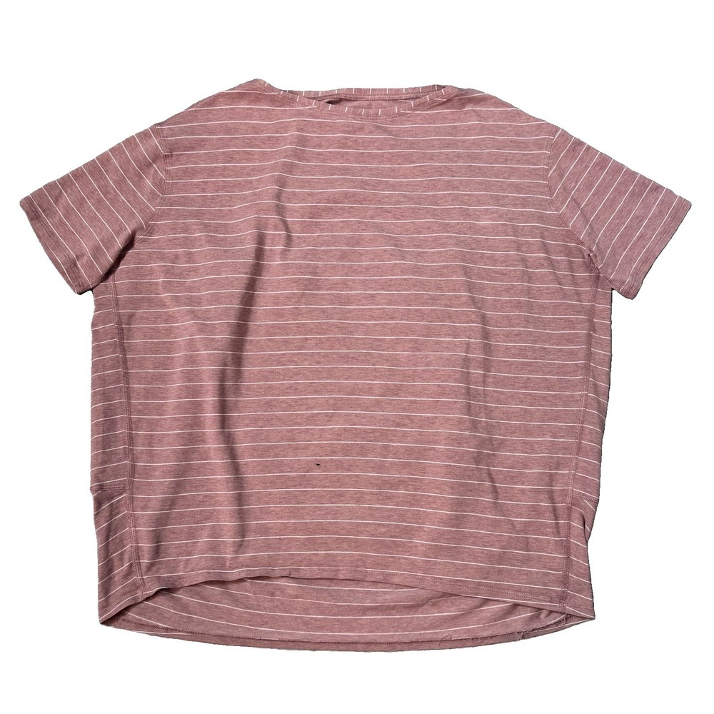 Lululemon Back In Action Short Sleeve T-Shirt No Size Striped Pink White Relaxed